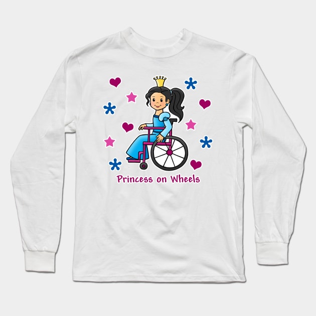 Princess On Wheels (Black Hair) Long Sleeve T-Shirt by AnitaValle